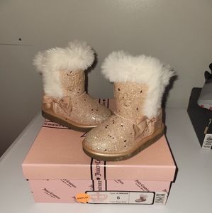 Size 6 Juicy Couture Winter Boots Pink and Gold